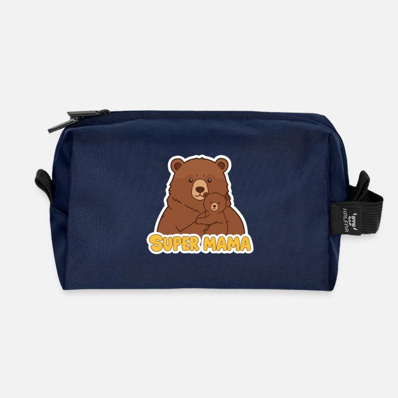Super Mama Bär - Recycelte Kulturtasche - Navy