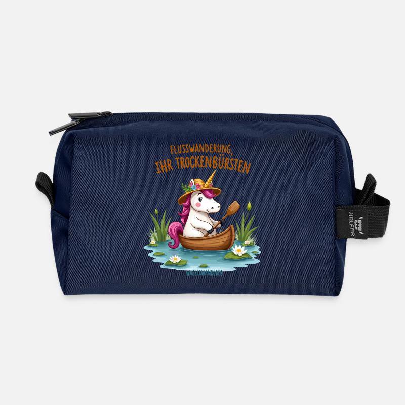Einhorn Kanufahrt - Recycelte Kulturtasche - Navy