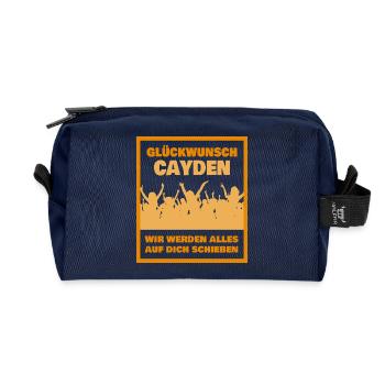 First name Cayden - Recycled Toiletry Zip Bag - navy - Front