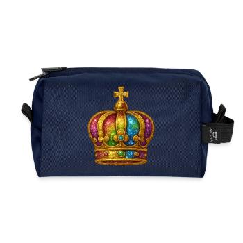 Goldene Krone mit Regenbogen-Effekt - Recycelte Kulturtasche - Navy - Vorne