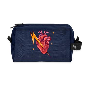 Electrified heart - Recycled Toiletry Zip Bag - navy - Front