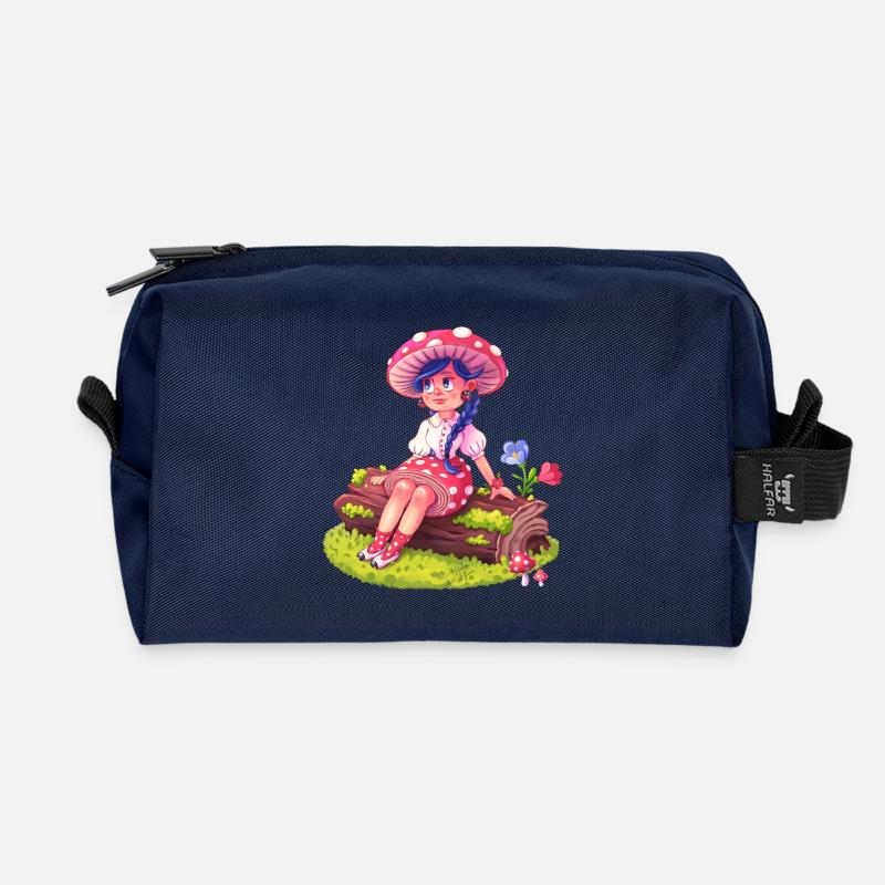 Pilzmädchen im Wald - Recycelte Kulturtasche - Navy