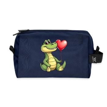 Kroko Herzballon - Recycelte Kulturtasche - Navy - Vorne