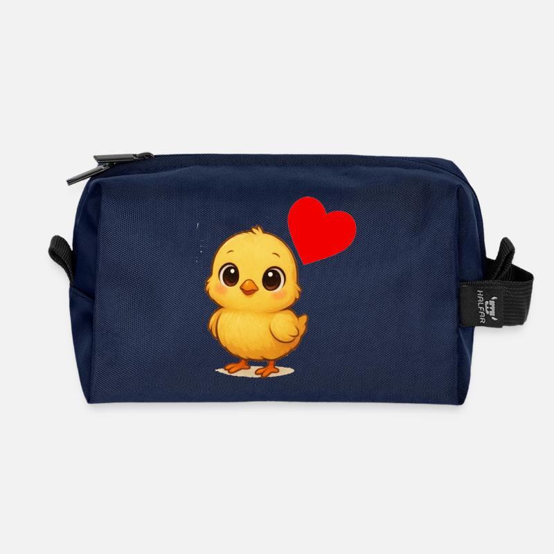 Stuffy Chick Heart - Recycled Toiletry Zip Bag - navy