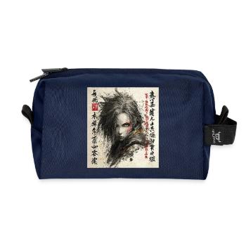 Dark Shinobi Portrait in Ink Style - Recycled Toiletry Zip Bag - navy - Front