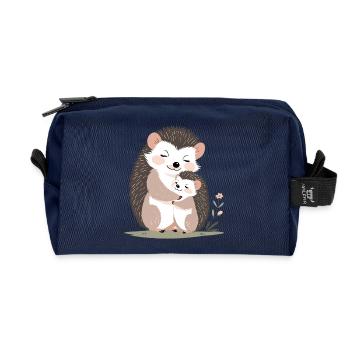 Kuschelige Igelfreundschaft - Recycelte Kulturtasche - Navy - Vorne