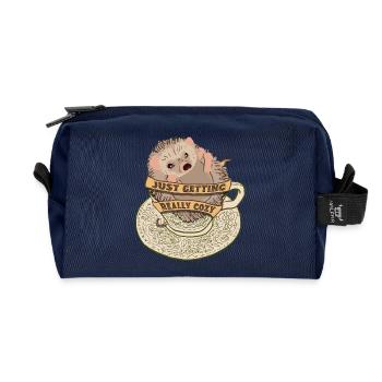 Hérisson câlin dans une tasse à thé - Trousse de toilette en tissu recyclé - marine - Devant