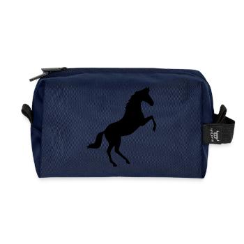 schwarzes Pferd Pferde Silhouetten Schattenfigur - Recycelte Kulturtasche - Navy - Vorne