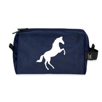 weißes Pferd Pferde Silhouetten Schattenfigur - Recycelte Kulturtasche - Navy - Vorne