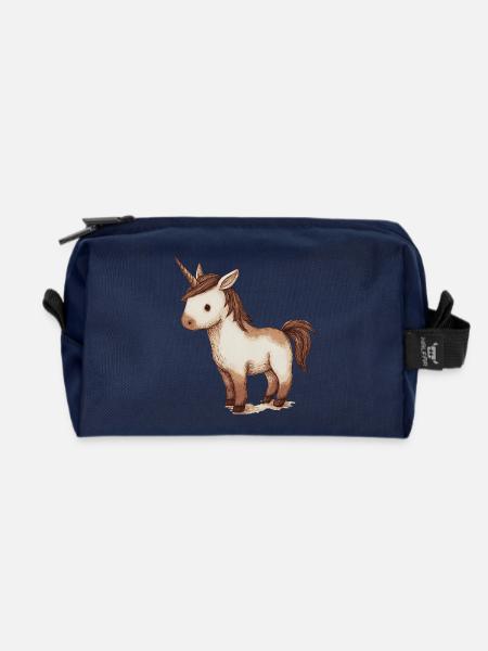 little cute unicorn - Recycled Toiletry Zip Bag - navy