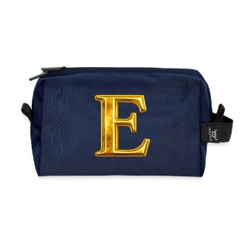 Golden E Monogram Design - Recycled Toiletry Zip Bag - navy - Front