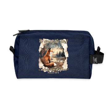 Christian Quote Bible Verse Fox - Recycled Toiletry Zip Bag - navy - Front