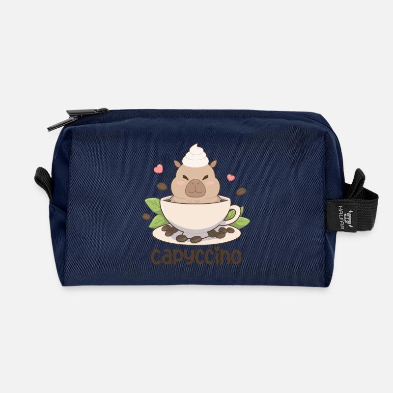 Capyccino Capybara Kaffee Motiv - Recycelte Kulturtasche - Navy