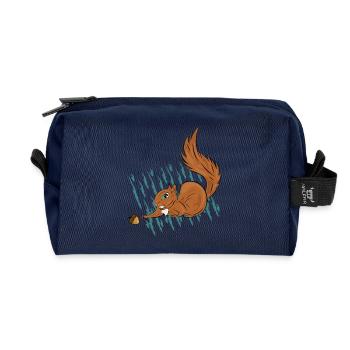 Eichhörnchen- und Haselnussstreifen - Recycelte Kulturtasche - Navy - Vorne