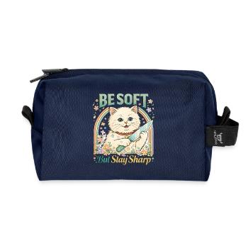 Be Soft Stay Sharp Katze Katzenmama sarkastisch - Recycelte Kulturtasche - Navy - Vorne