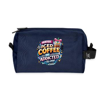 Iced Coffee Addicted Saying Coffee Drinker Coffee - Recycled Toiletry Zip Bag - navy - Front
