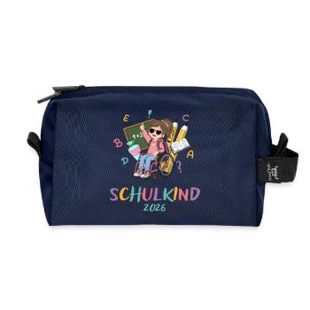 Schulkind 2026 Regenbogen Stil - Recycelte Kulturtasche - Navy - Vorne