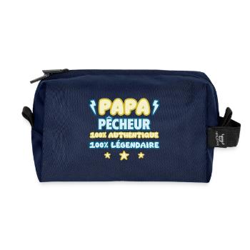 Papa pêcheur,cadeau fête des pères,Pêche,Humour - Trousse de toilette en tissu recyclé - marine - Devant