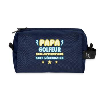 Papa golfeur,cadeau fête des pères,Papa,Golf,golf - Trousse de toilette en tissu recyclé - marine - Devant