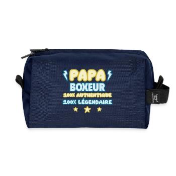 Papa boxeur,cadeau fête des pères,boxe,Humour - Trousse de toilette en tissu recyclé - marine - Devant