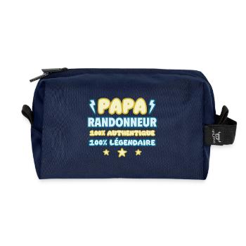 Papa randonneur,cadeau fête des pères,randonnée - Trousse de toilette en tissu recyclé - marine - Devant