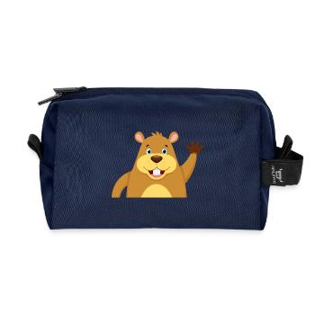 Winkender Biber - Recycelte Kulturtasche - Navy - Vorne