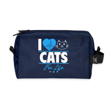 Ich liebe Katzen für immer – für wahre Katzenfans! - Recycelte Kulturtasche - Navy - Vorne
