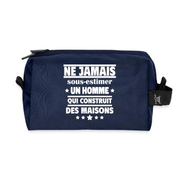 un homme qui construit des maisons - Trousse de toilette en tissu recyclé - marine - Devant