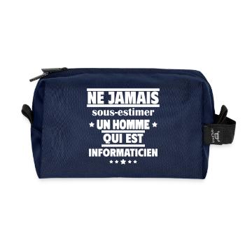Ne jamais sous-estimer un homme informaticien - Trousse de toilette en tissu recyclé - marine - Devant