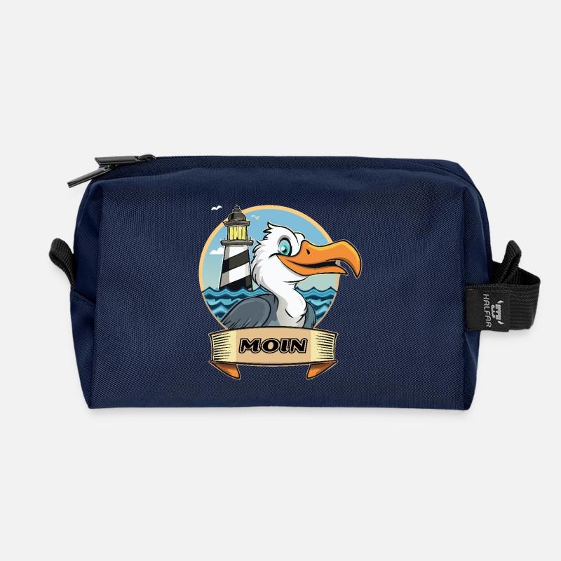Moin -Möve avec phare - Trousse de toilette en tissu recyclé - marine