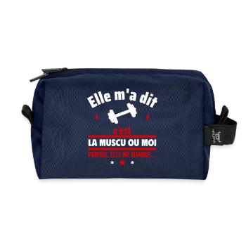La musculation ou moi,Mucu,Mucles,Humour,Drôles - Trousse de toilette en tissu recyclé - marine - Devant