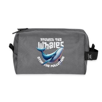 Protect the Whales Save the Ocean - Recycled Toiletry Zip Bag - anthracite - Front