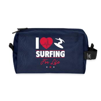 Ich liebe Surfen für immer – Surfer fürs Leben - Recycelte Kulturtasche - Navy - Vorne
