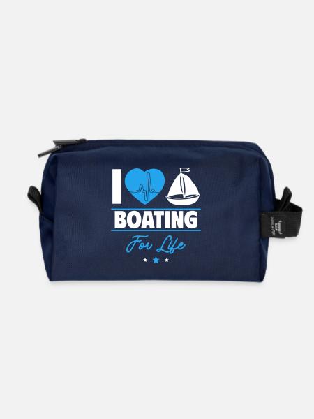 Ich liebe das Bootfahren – Leidenschaft fürs Leben - Recycelte Kulturtasche - Navy