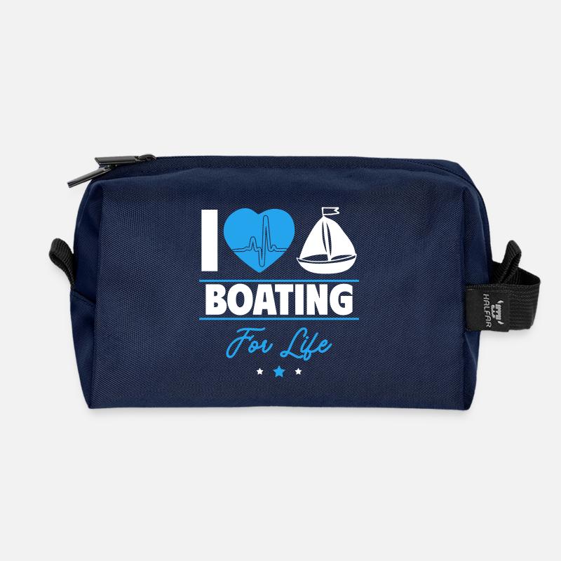 Ich liebe das Bootfahren – Leidenschaft fürs Leben - Recycelte Kulturtasche - Navy