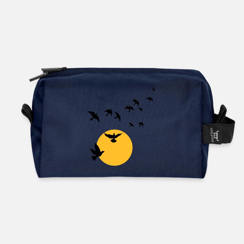 Birds in the sunset - Recycled Toiletry Zip Bag - navy