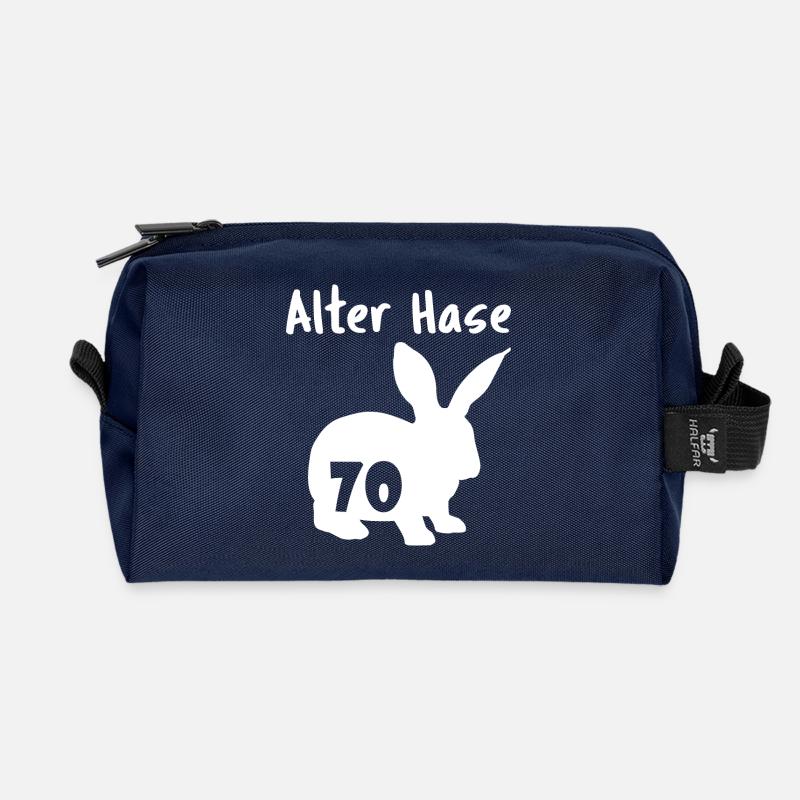 alter Hase 70. Geburtstag - Recycelte Kulturtasche - Navy