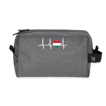 I LOVE ekg heartbeat UNGARN Hungary - Recycelte Kulturtasche - Anthrazit - Vorne