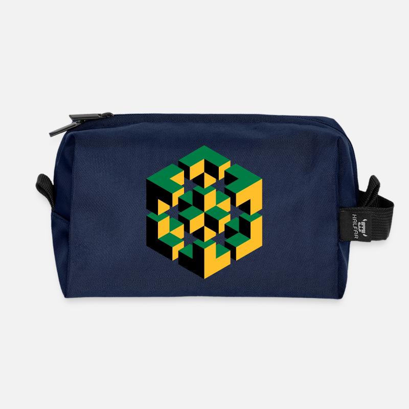 unmögliche Figur Escher Würfel Geometrie Phantasie - Recycelte Kulturtasche - Navy
