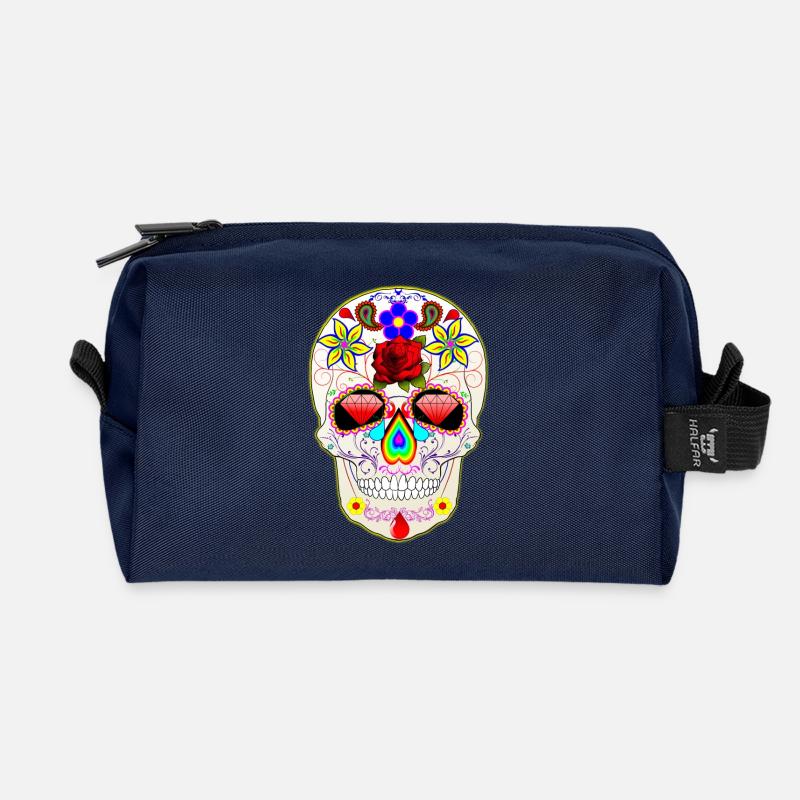 Mexican skull - Recycled Toiletry Zip Bag - navy