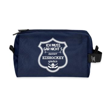 Ich muss gar nichts Eishockey - Recycelte Kulturtasche - Navy - Vorne