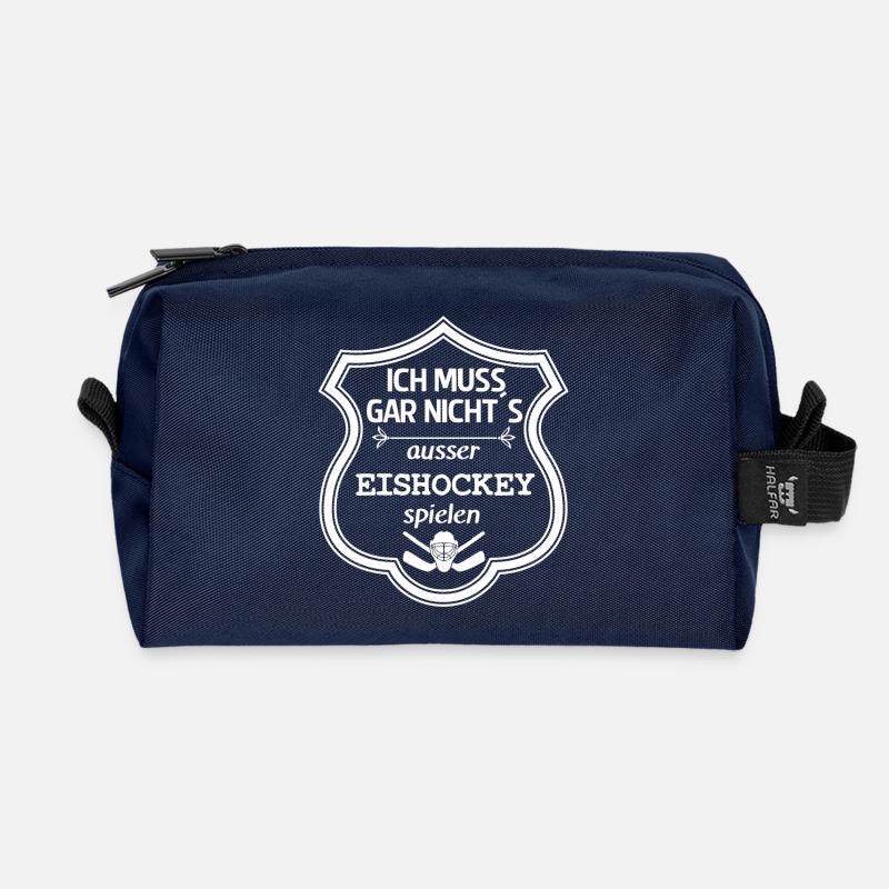 Ich muss gar nichts Eishockey - Recycelte Kulturtasche - Navy