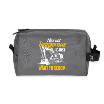 Excavator Shirt · Construction Site · Worker · Dredging - Recycled Toiletry Zip Bag - anthracite - Front