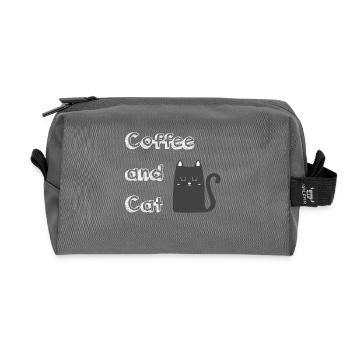 Café et chat - Trousse de toilette en tissu recyclé - anthracite - Devant