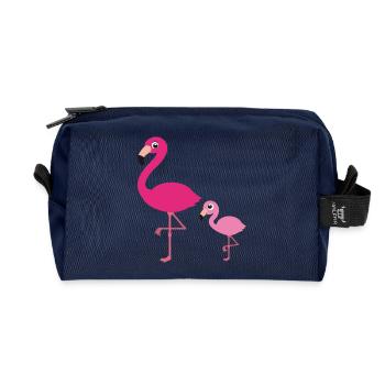 Flamingo mother with child - Recycled Toiletry Zip Bag - navy - Front
