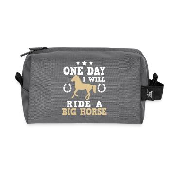 Horses Kids Shirt · Horse riding · Big horse - Recycled Toiletry Zip Bag - anthracite - Front