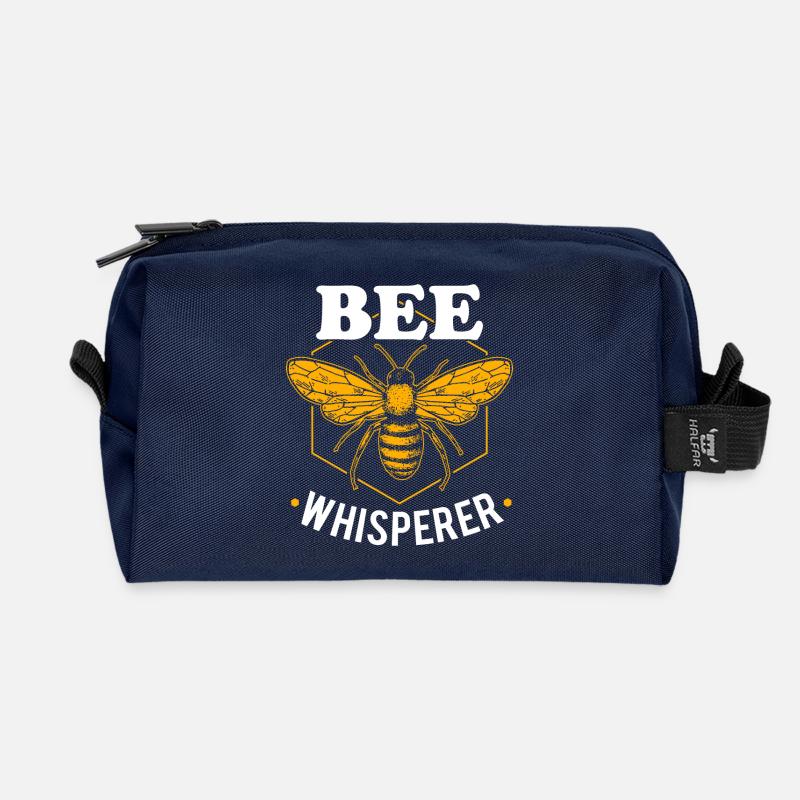 Bee Whisperer beekeeper bee lover bee honey - Recycled Toiletry Zip Bag - navy