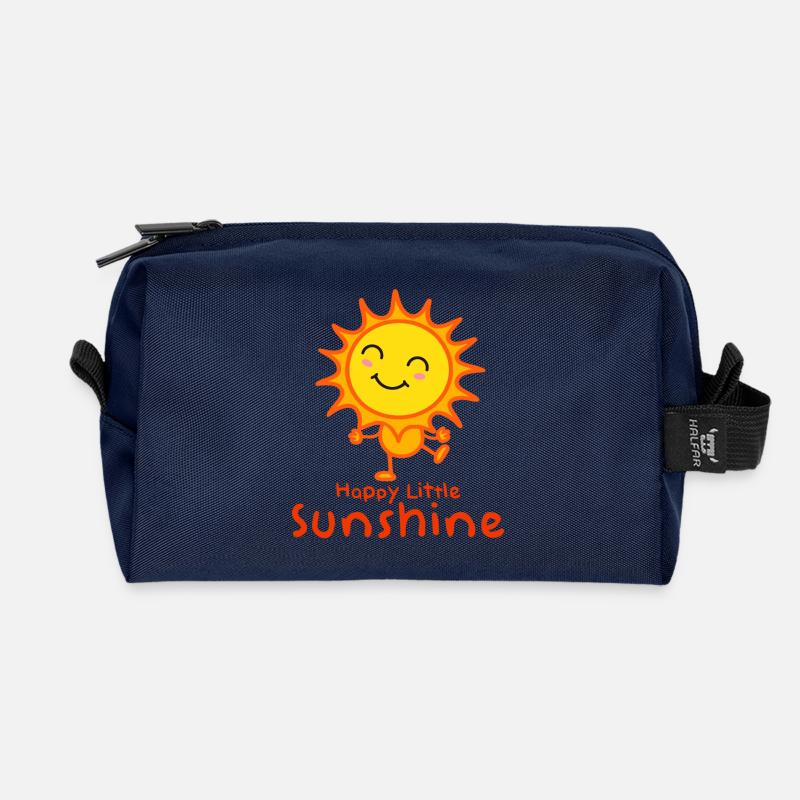 Fröhlicher Sonnenstrahl Kinderdesign - Recycelte Kulturtasche - Navy