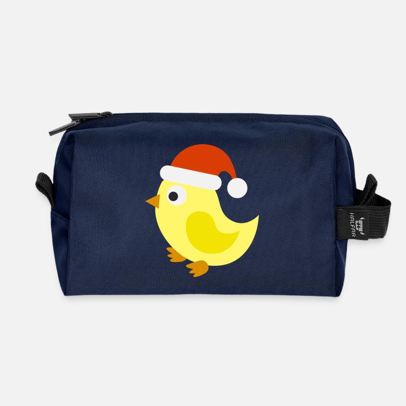 Festive Christmas Chick - Recycled Toiletry Zip Bag - navy