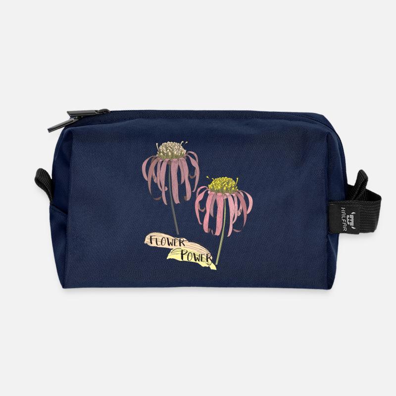 Echinacea, Sonnenhut - Recycelte Kulturtasche - Navy